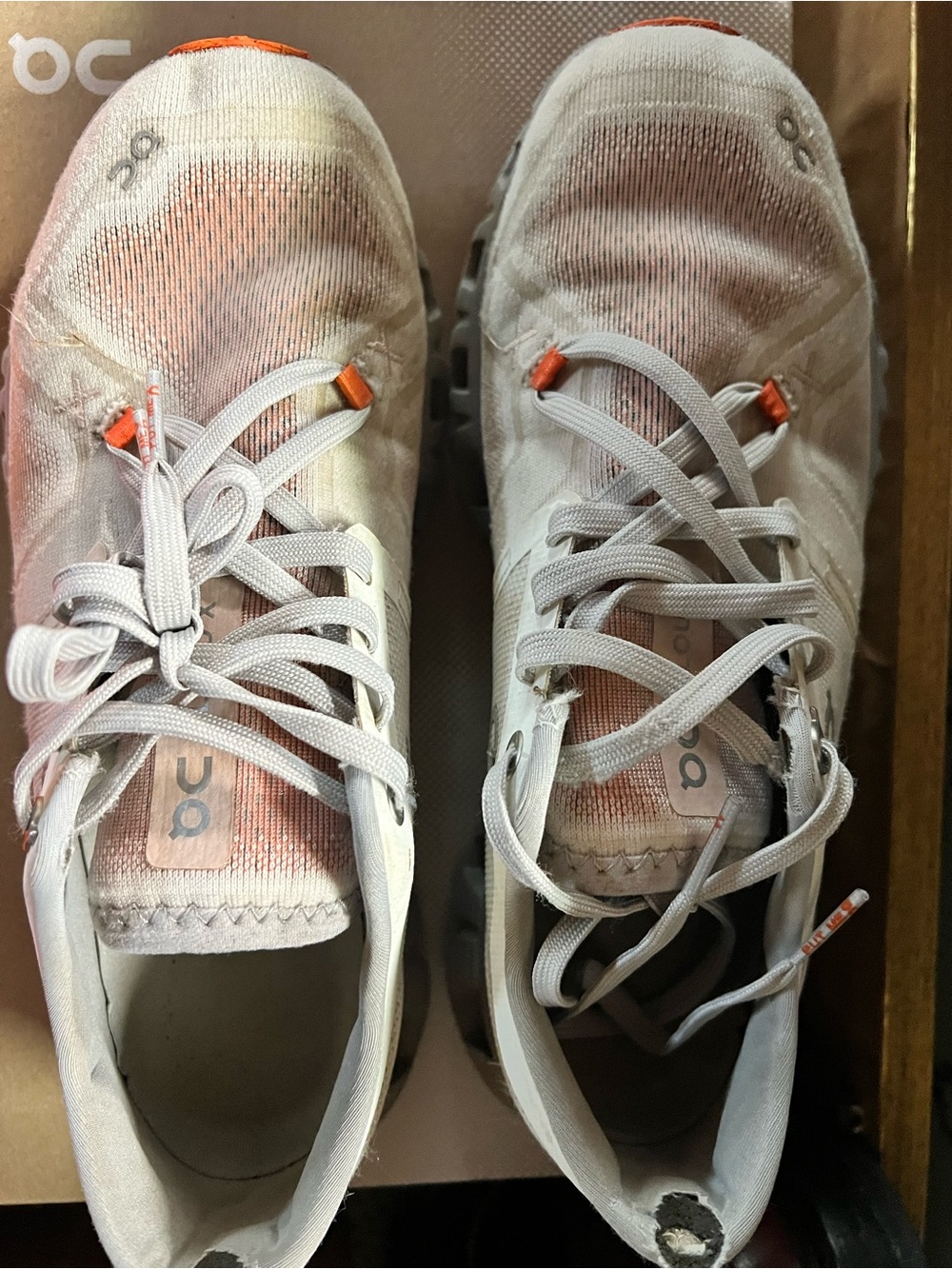 On Running Women's White and Orange Athletic Shoes